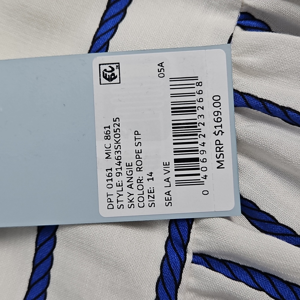 ANTONIO MELANI A-Line Flowy Maxi Skirt: White W/Blue Rope/knots: Size- 14 - Picture 10 of 16